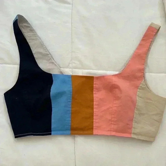 STAUD wells crop top rainbow stripe 10 - Picture 2 of 5